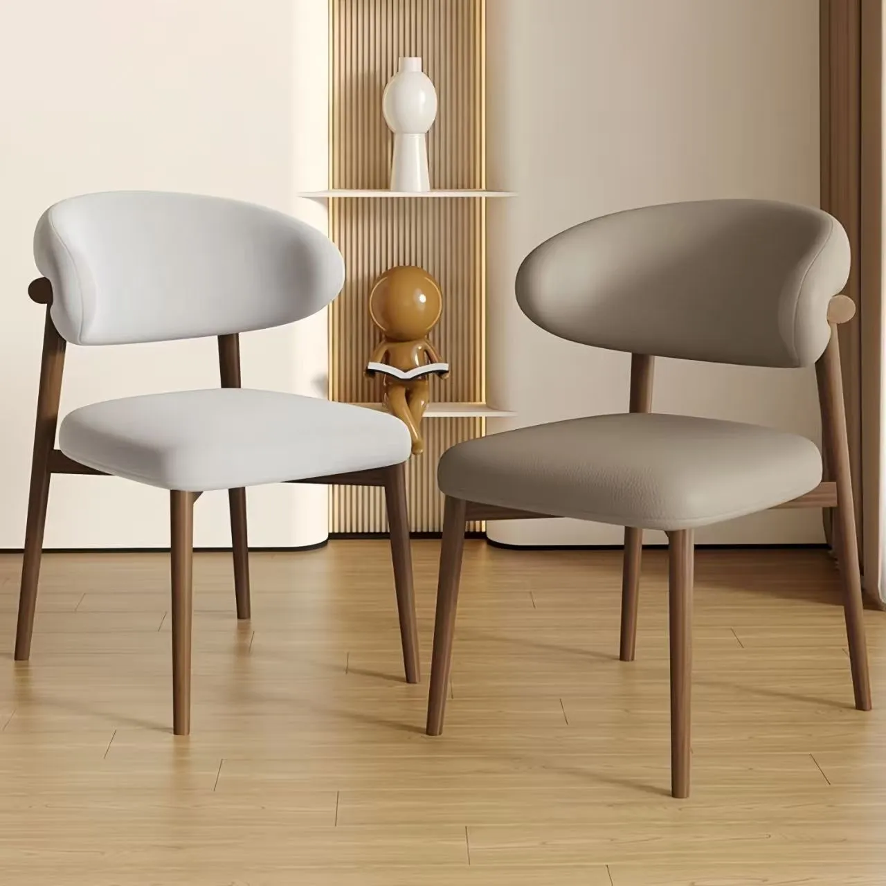 Modern Minimalist Dining Chair - Nordic Light Luxury Style - Comfortable Backrest Chair for Home, Hotel, Restaurant - Long Sitting Ergonomic Design thumbnail 1
