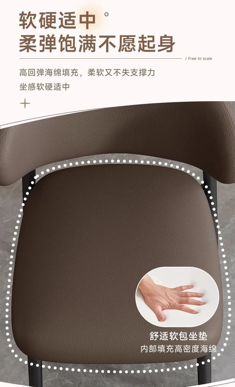 Modern Minimalist Dining Chair - Nordic Light Luxury Style - Comfortable Backrest Chair for Home, Hotel, Restaurant - Long Sitting Ergonomic Design showcase 6