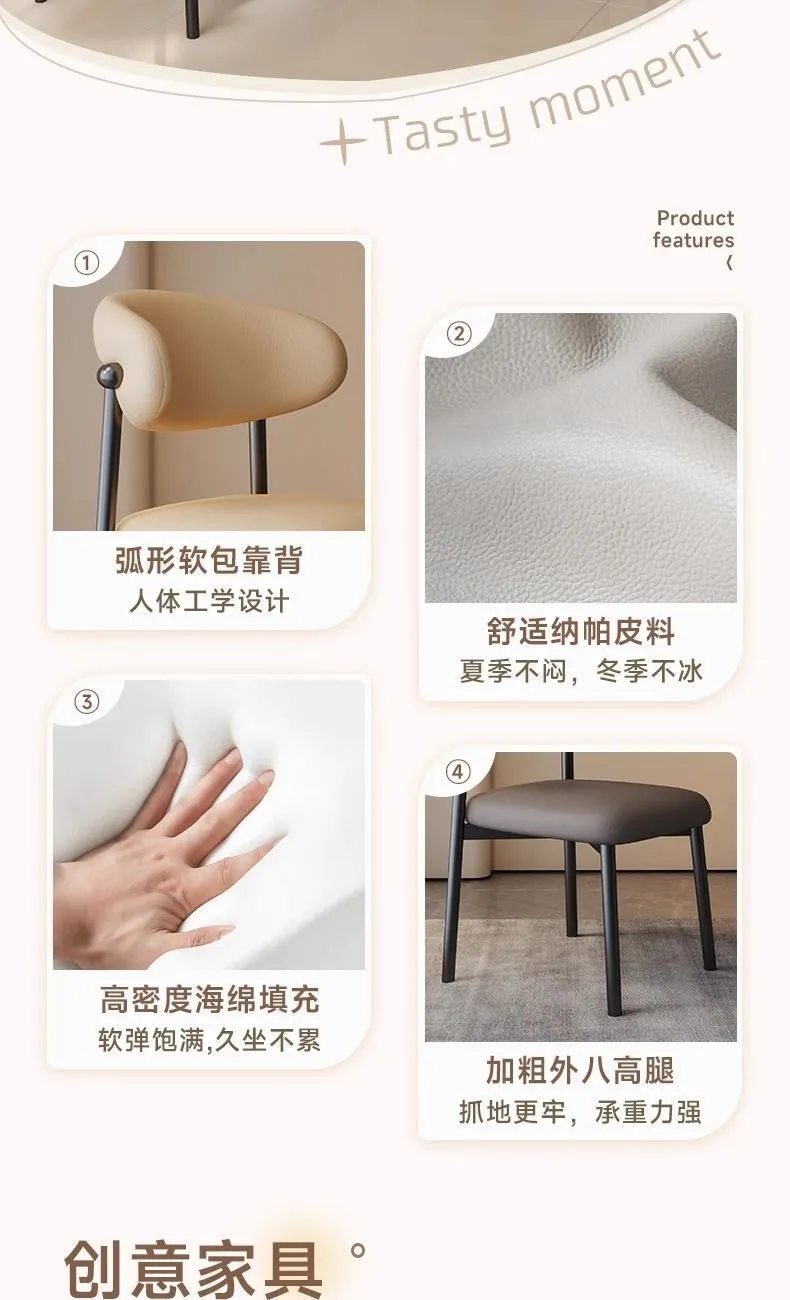 Modern Minimalist Dining Chair - Nordic Light Luxury Style - Comfortable Backrest Chair for Home, Hotel, Restaurant - Long Sitting Ergonomic Design showcase 4