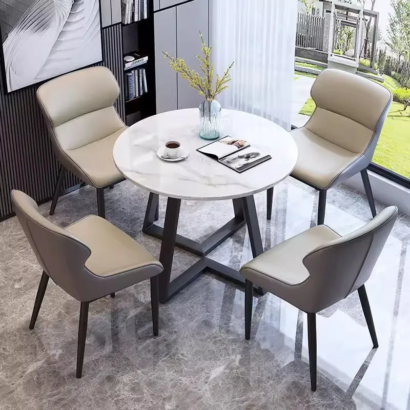 Modern Round Dining Table Set for Small Apartments - Minimalist Reception Leisure Table and Chairs Combination for Home thumbnail 2