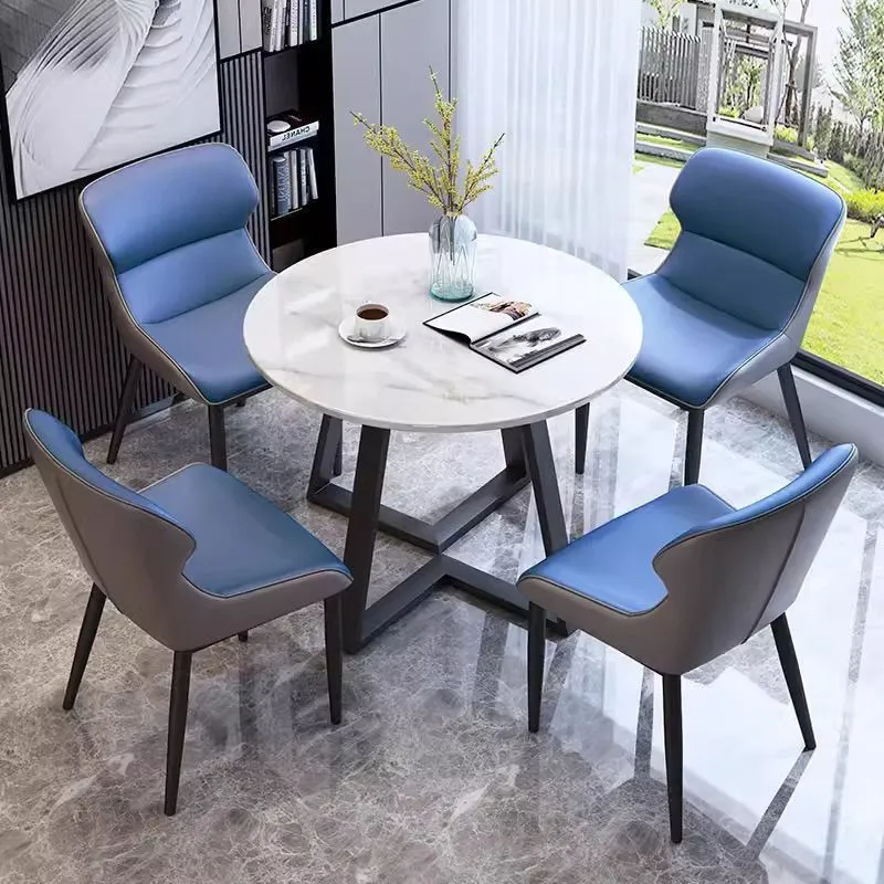 Modern Round Dining Table Set for Small Apartments - Minimalist Reception Leisure Table and Chairs Combination for Home thumbnail 3