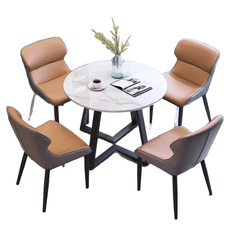 Modern Round Dining Table Set for Small Apartments - Minimalist Reception Leisure Table and Chairs Combination for Home thumbnail 5