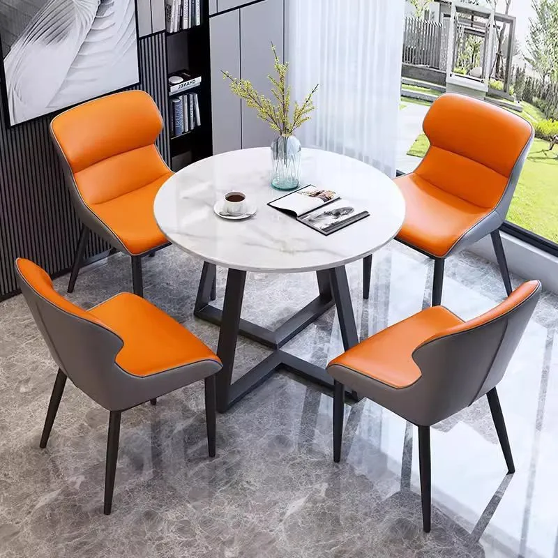 Modern Round Dining Table Set for Small Apartments - Minimalist Reception Leisure Table and Chairs Combination for Home thumbnail 1