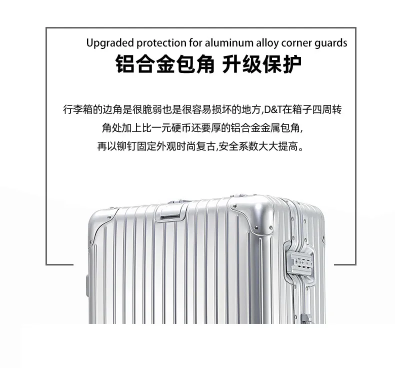 Aluminum Magnesium Alloy Trolley Suitcase 20 Inch Carry-On Luggage for Men and Women, Universal Wheels, Password Lock, Lightweight Travel Suitcase showcase 13