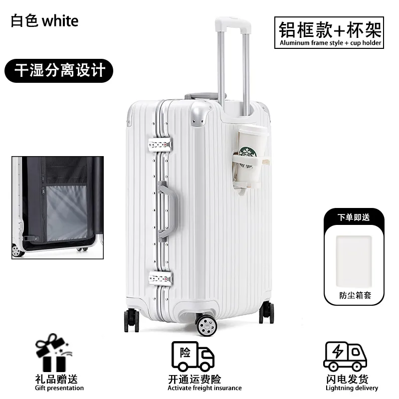 Aluminum Magnesium Alloy Trolley Suitcase 20 Inch Carry-On Luggage for Men and Women, Universal Wheels, Password Lock, Lightweight Travel Suitcase thumbnail 9