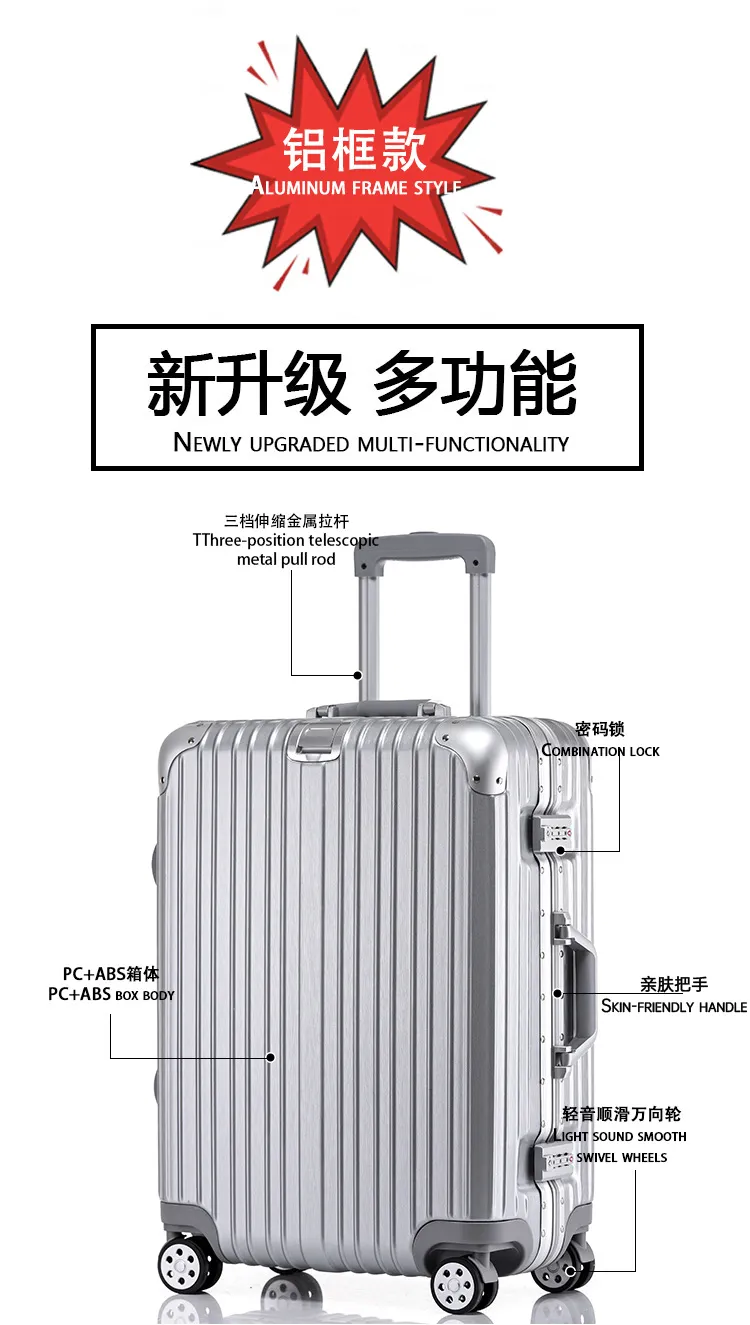 Aluminum Magnesium Alloy Trolley Suitcase 20 Inch Carry-On Luggage for Men and Women, Universal Wheels, Password Lock, Lightweight Travel Suitcase showcase 19
