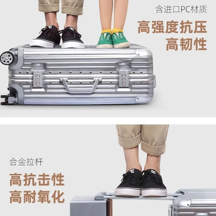 Aluminum Magnesium Alloy Trolley Suitcase 20 Inch Carry-On Luggage for Men and Women, Universal Wheels, Password Lock, Lightweight Travel Suitcase thumbnail 3