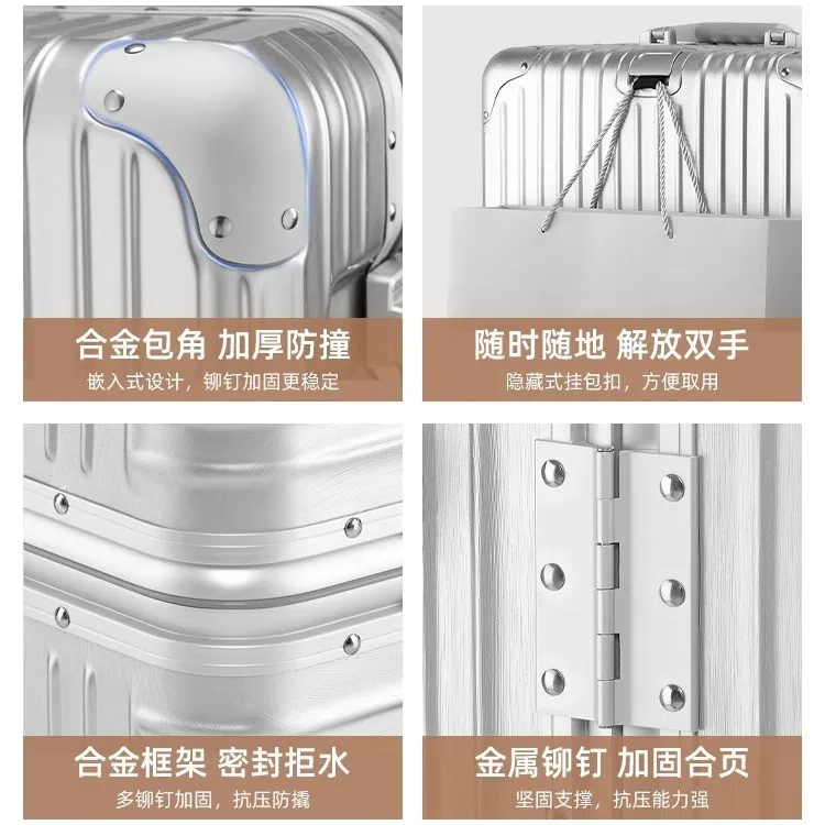 Aluminum Magnesium Alloy Trolley Suitcase 20 Inch Carry-On Luggage for Men and Women, Universal Wheels, Password Lock, Lightweight Travel Suitcase thumbnail 4