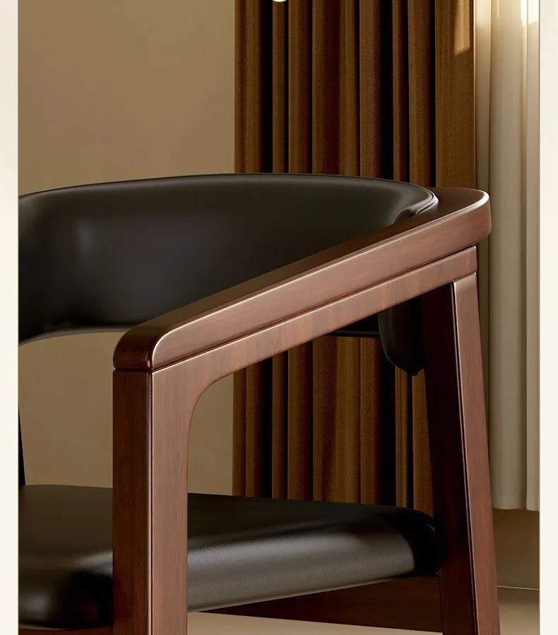 Solid Wood Dining Chair Set of 2, Italian Style Light Luxury Tea Chair, Simple Master Armchair with Backrest, Modern Chinese Home Furniture showcase 12