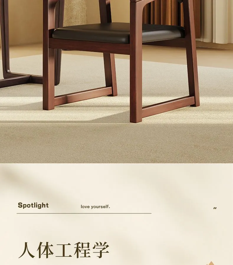 Solid Wood Dining Chair Set of 2, Italian Style Light Luxury Tea Chair, Simple Master Armchair with Backrest, Modern Chinese Home Furniture showcase 3