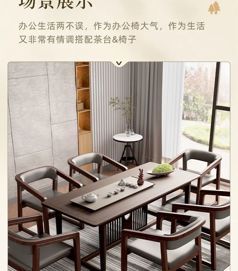 Solid Wood Dining Chair Set of 2, Italian Style Light Luxury Tea Chair, Simple Master Armchair with Backrest, Modern Chinese Home Furniture showcase 16