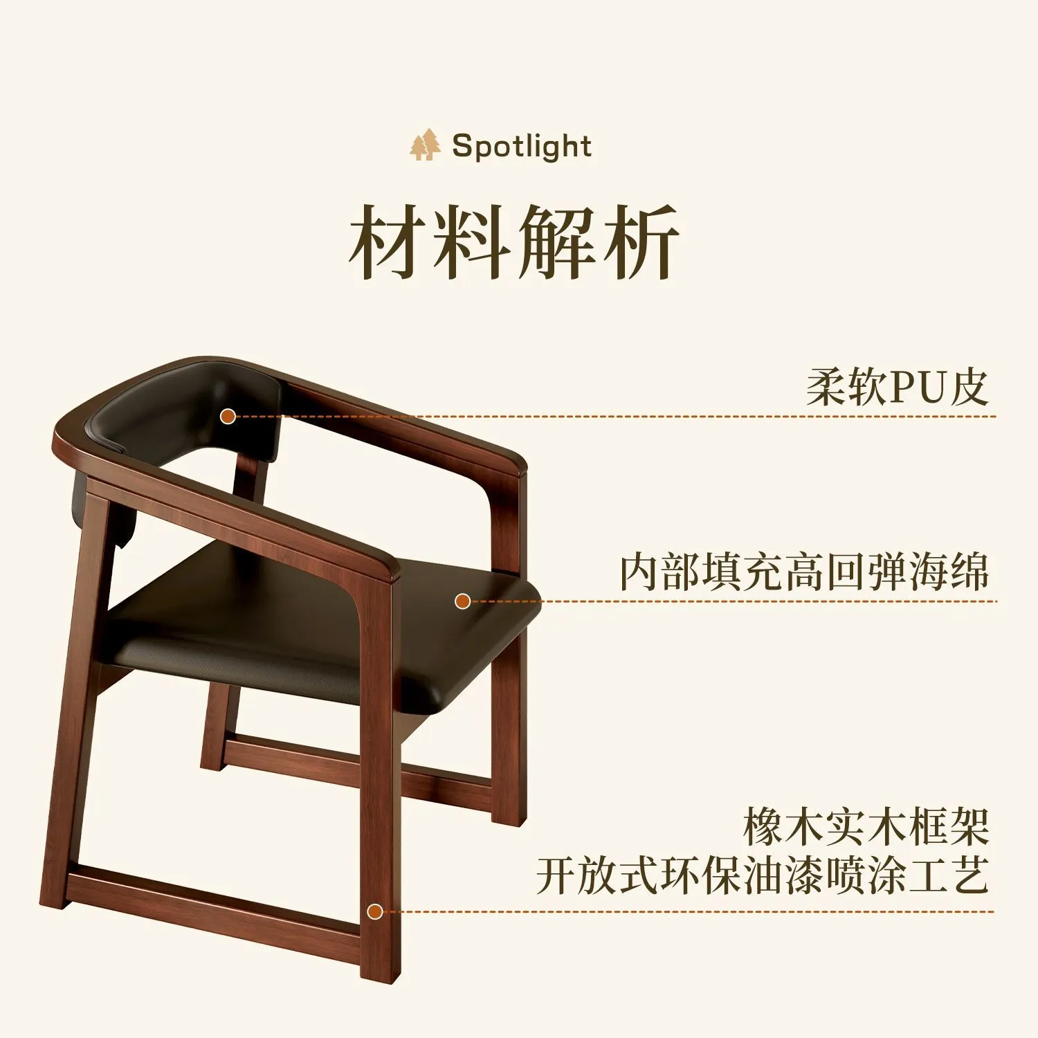 Solid Wood Dining Chair Set of 2, Italian Style Light Luxury Tea Chair, Simple Master Armchair with Backrest, Modern Chinese Home Furniture thumbnail 3