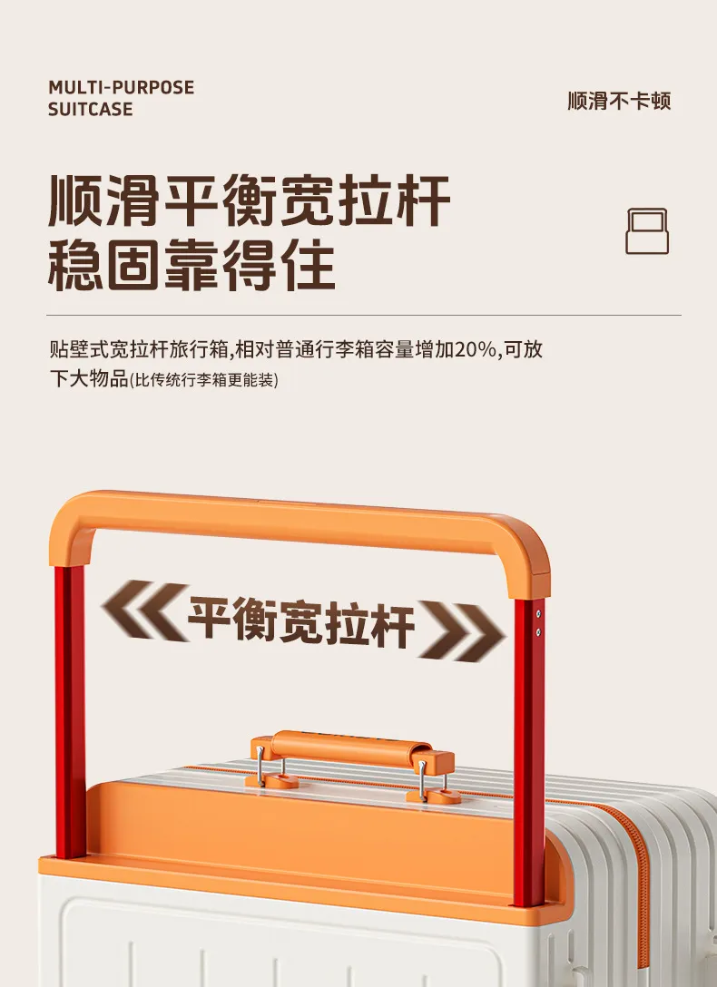 Women's Wide Trolley Suitcase Rolling Luggage Set | Large Capacity Carry-On Suitcase with Wheels | Fashionable Contrasting Color Password Box for Travel, Business Trips showcase 8