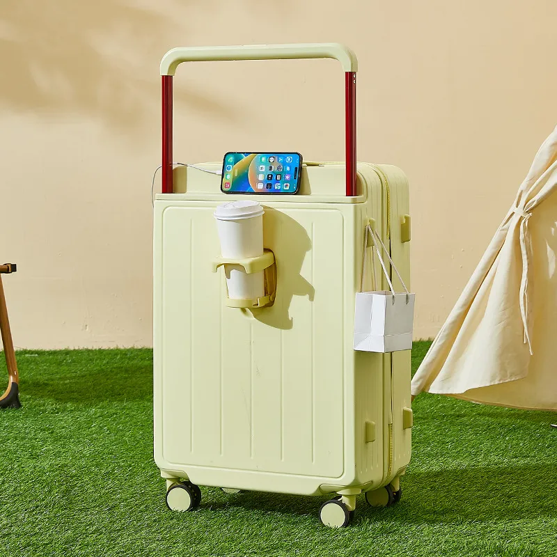 Women's Wide Trolley Suitcase Rolling Luggage Set | Large Capacity Carry-On Suitcase with Wheels | Fashionable Contrasting Color Password Box for Travel, Business Trips thumbnail 7