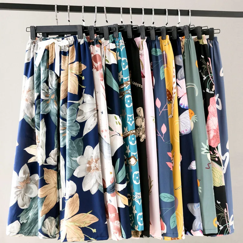 Women's Pajama Pants - Lightweight Loose Fit Wide Leg Cartoon Print Sleepwear Loungewear for Spring Summer Plus Size Comfortable Trousers thumbnail 1
