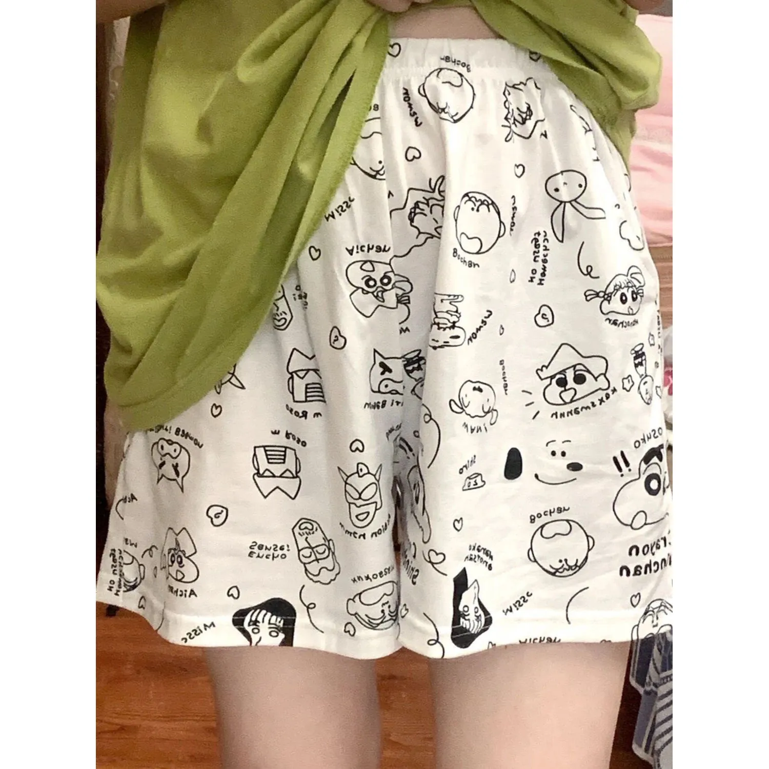 Women's Cartoon Print Pajama Pants Shorts - Summer Casual Loose Fit Walking Trousers - Lightweight Thin Outerwear Bottoms thumbnail 7