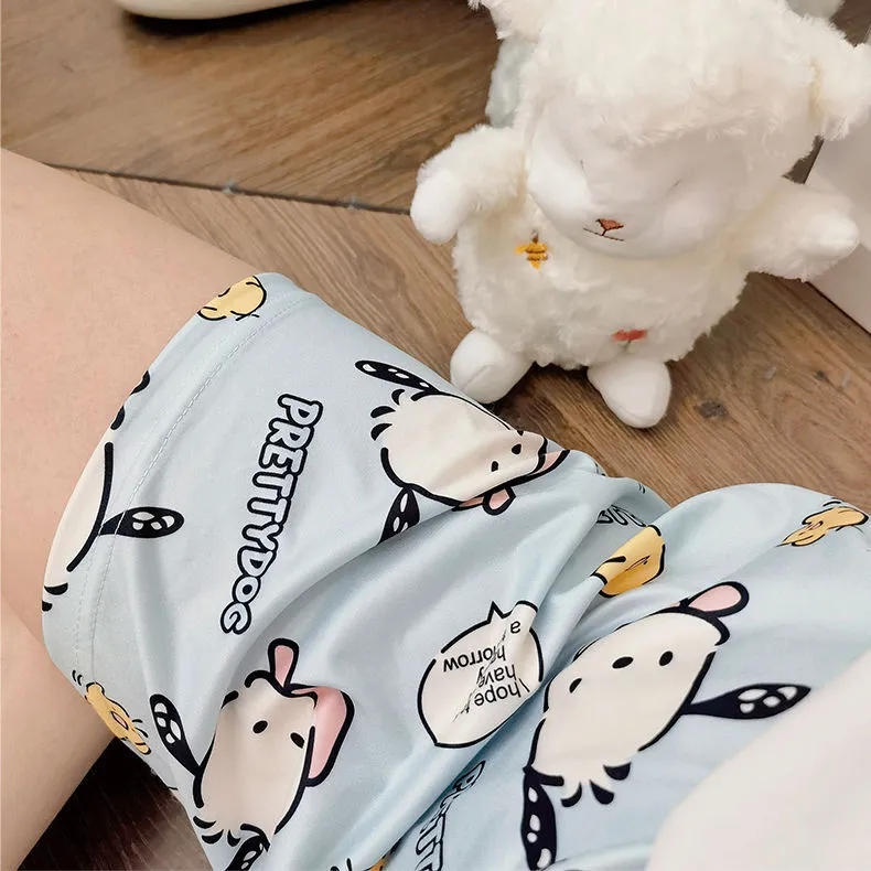 Women's Cartoon Print Pajama Pants Shorts - Summer Casual Loose Fit Walking Trousers - Lightweight Thin Outerwear Bottoms showcase 11