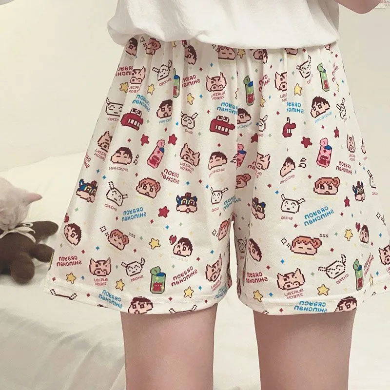 Women's Cartoon Print Pajama Pants Shorts - Summer Casual Loose Fit Walking Trousers - Lightweight Thin Outerwear Bottoms showcase 13
