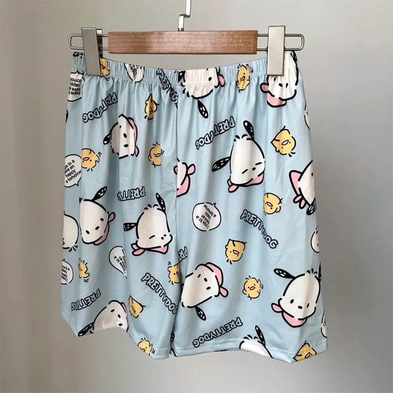 Women's Cartoon Print Pajama Pants Shorts - Summer Casual Loose Fit Walking Trousers - Lightweight Thin Outerwear Bottoms showcase 12