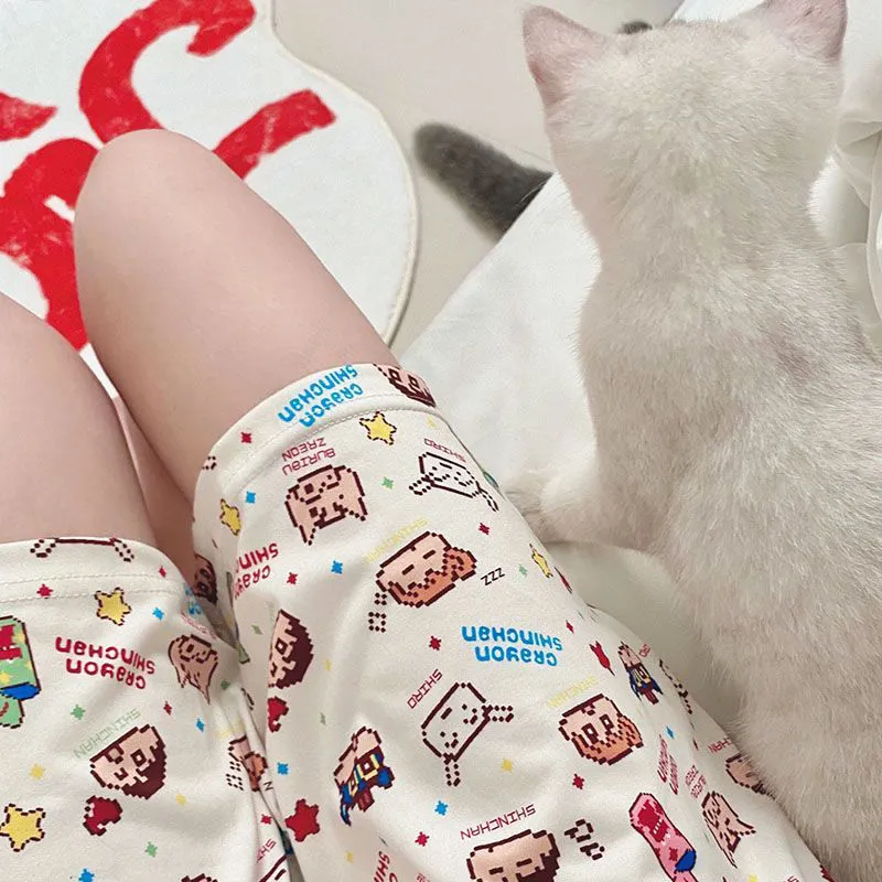 Women's Cartoon Print Pajama Pants Shorts - Summer Casual Loose Fit Walking Trousers - Lightweight Thin Outerwear Bottoms showcase 15