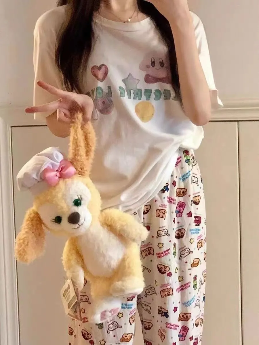 Women's Cartoon Print Pajama Pants Shorts - Summer Casual Loose Fit Walking Trousers - Lightweight Thin Outerwear Bottoms showcase 18