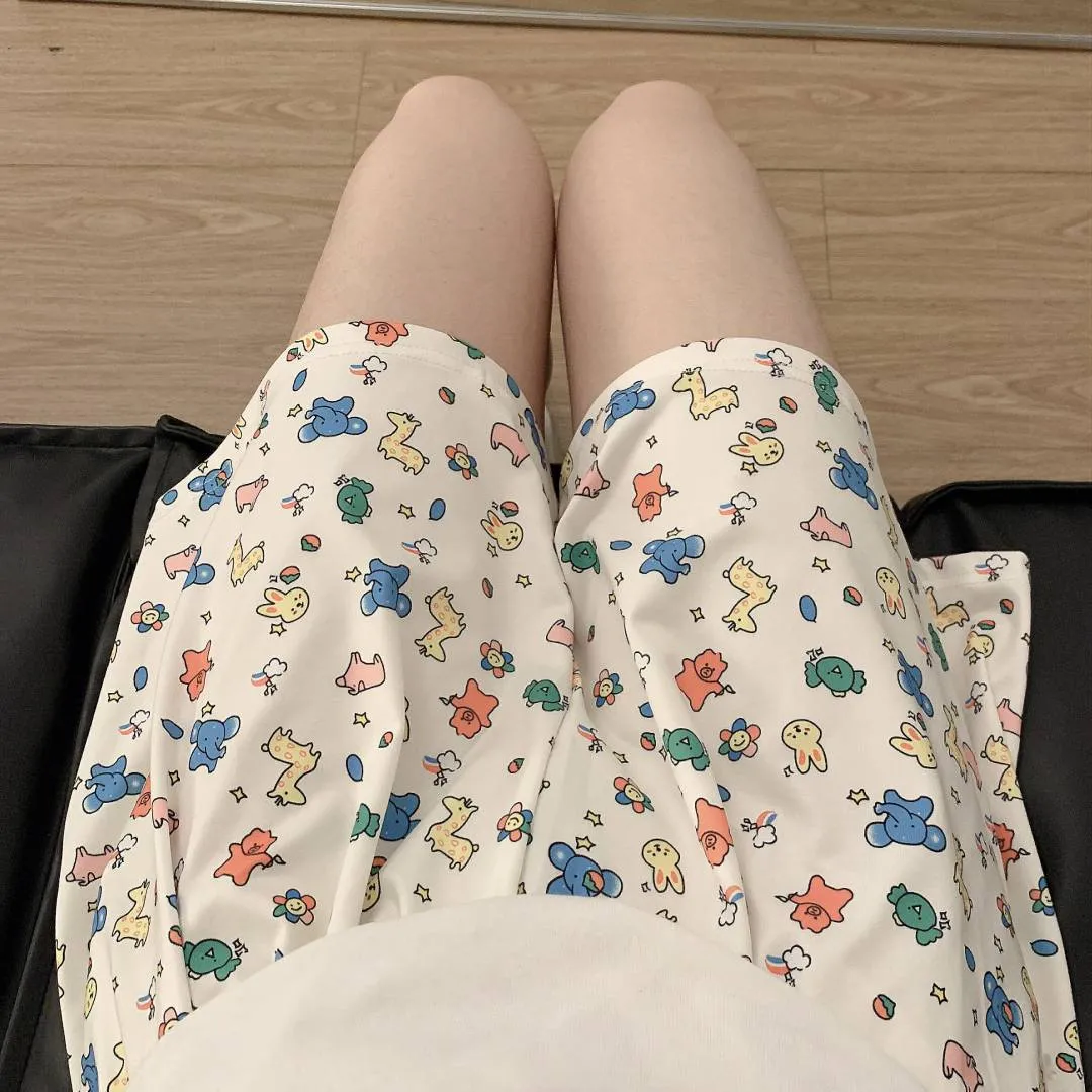 Women's Cartoon Print Pajama Pants Shorts - Summer Casual Loose Fit Walking Trousers - Lightweight Thin Outerwear Bottoms showcase 6
