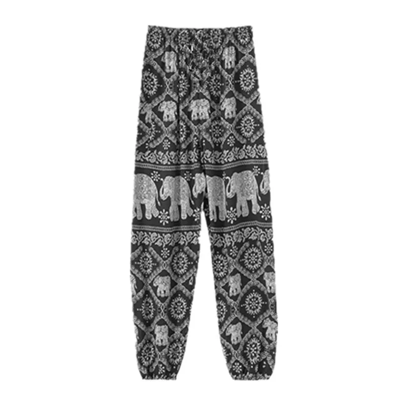 Women's Anti-Mosquito Cotton Silk Pajama Pants - Summer Thin Ice Silk Ankle-Tied Casual Bloomers for Beach, Sleepwear, and Loungewear thumbnail 5