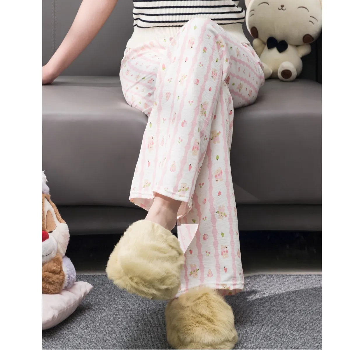 Women's Soft Cloud Cotton Cartoon Print Pajama Pants - Lightweight, Breathable, Comfortable Lounge Pants for Home and Casual Wear showcase 7