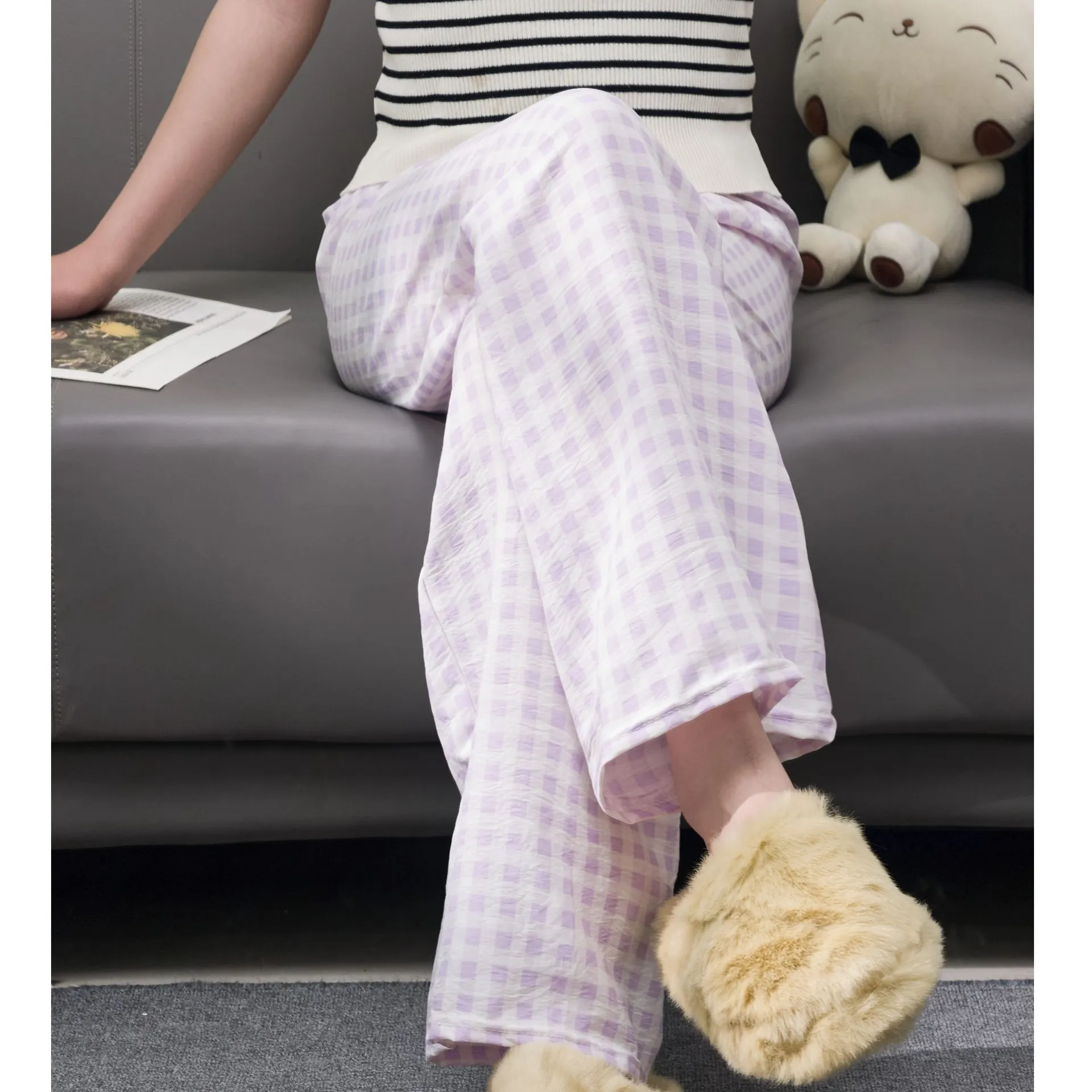 Women's Soft Cloud Cotton Cartoon Print Pajama Pants - Lightweight, Breathable, Comfortable Lounge Pants for Home and Casual Wear thumbnail 2