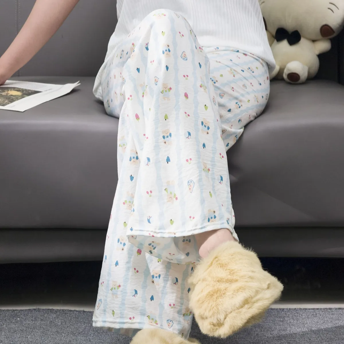 Women's Soft Cloud Cotton Cartoon Print Pajama Pants - Lightweight, Breathable, Comfortable Lounge Pants for Home and Casual Wear showcase 9