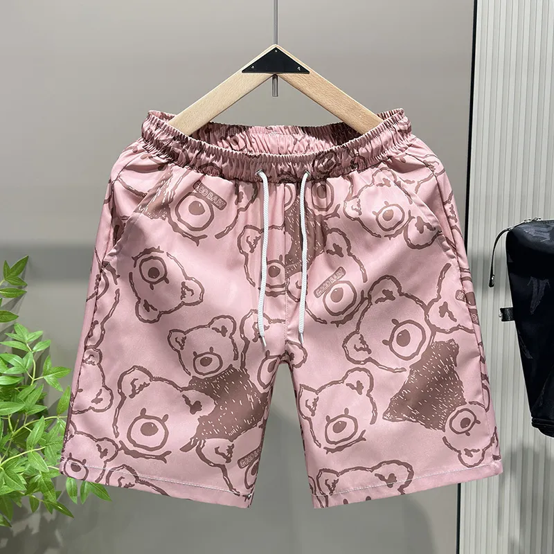 Men's Summer Shorts Lightweight Loose Fit Casual Sports Beach Shorts with Bear Design for Couples thumbnail 1