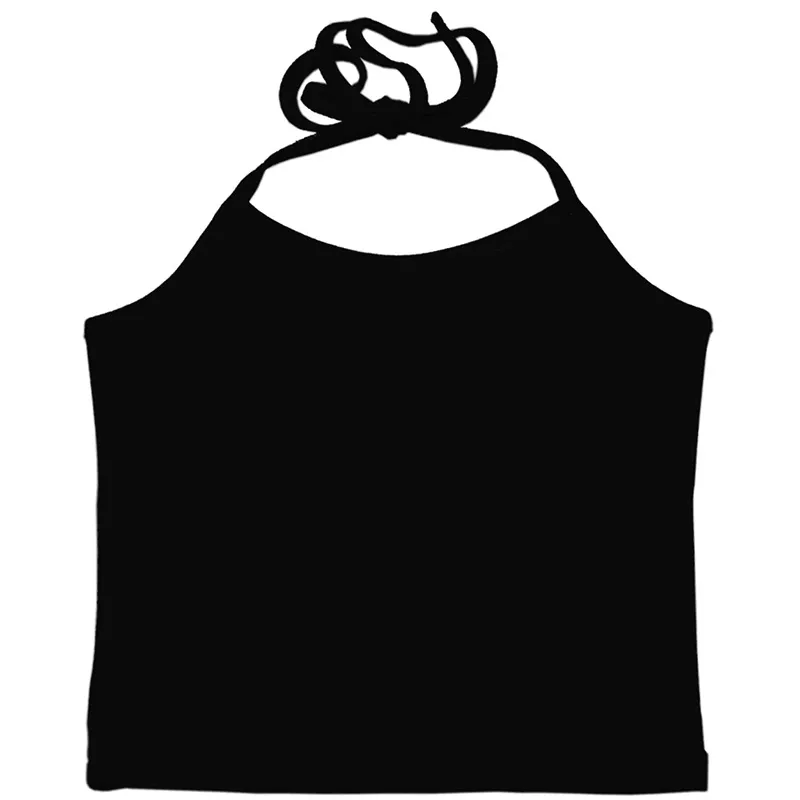 Women's Halter Neck Lace-Up Crop Top - Plus Size Cotton Undershirt, Backless, Slim Fit, Spring Fashion Wholesale thumbnail 5