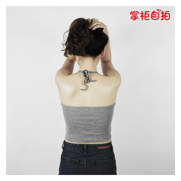Women's Halter Neck Lace-Up Crop Top - Plus Size Cotton Undershirt, Backless, Slim Fit, Spring Fashion Wholesale showcase 9