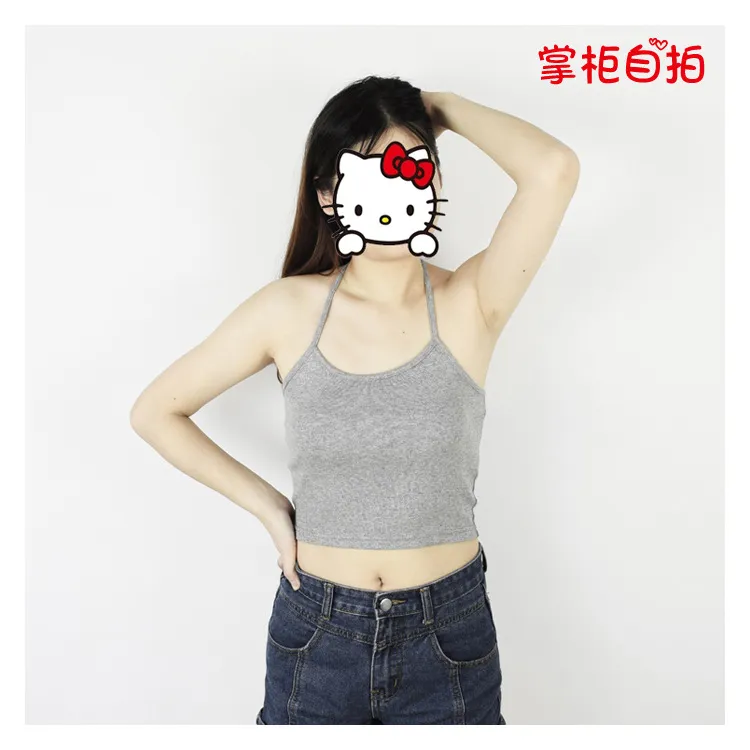 Women's Halter Neck Lace-Up Crop Top - Plus Size Cotton Undershirt, Backless, Slim Fit, Spring Fashion Wholesale showcase 7