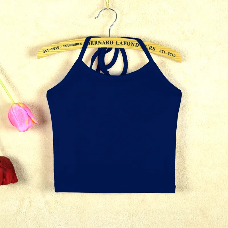Women's Halter Neck Lace-Up Crop Top - Plus Size Cotton Undershirt, Backless, Slim Fit, Spring Fashion Wholesale thumbnail 6