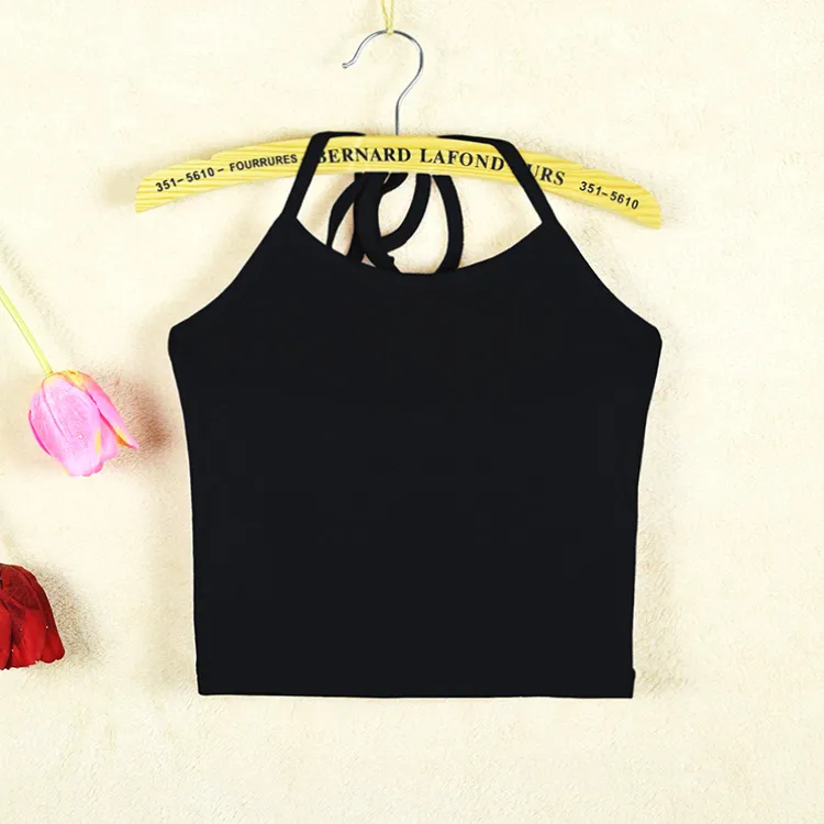 Women's Halter Neck Lace-Up Crop Top - Plus Size Cotton Undershirt, Backless, Slim Fit, Spring Fashion Wholesale thumbnail 2