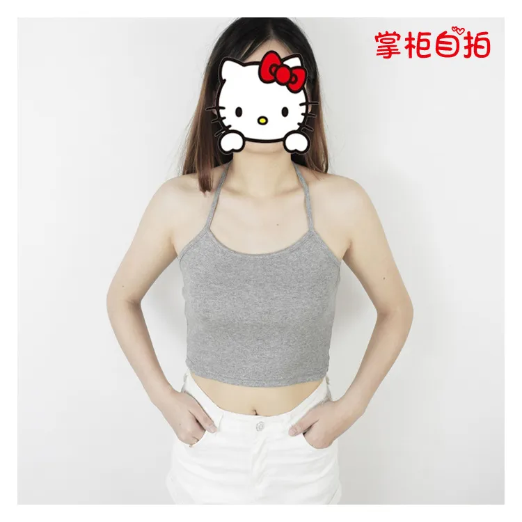 Women's Halter Neck Lace-Up Crop Top - Plus Size Cotton Undershirt, Backless, Slim Fit, Spring Fashion Wholesale showcase 10