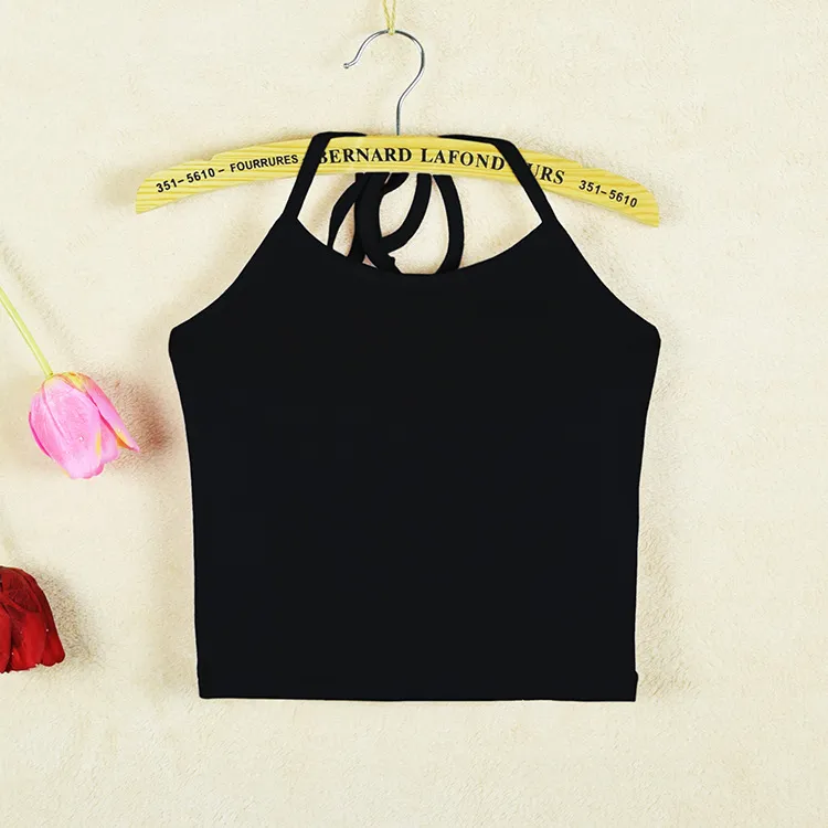 Women's Halter Neck Lace-Up Crop Top - Plus Size Cotton Undershirt, Backless, Slim Fit, Spring Fashion Wholesale thumbnail 7