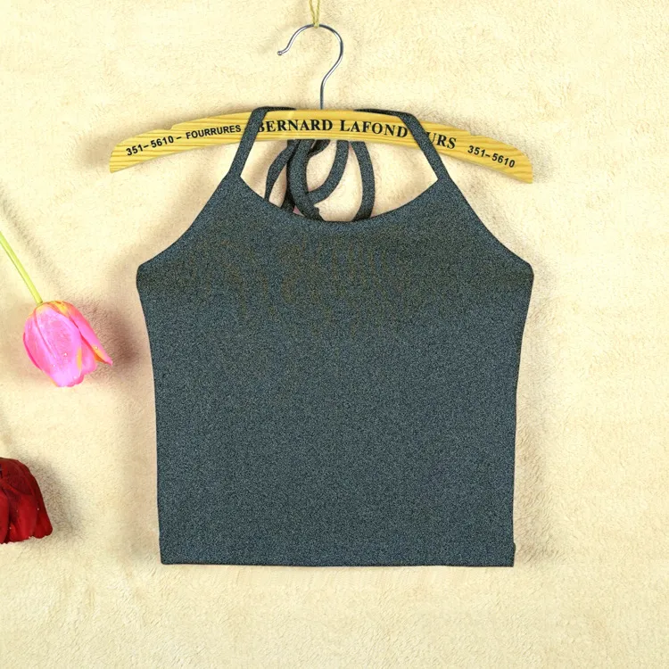 Women's Halter Neck Lace-Up Crop Top - Plus Size Cotton Undershirt, Backless, Slim Fit, Spring Fashion Wholesale thumbnail 8