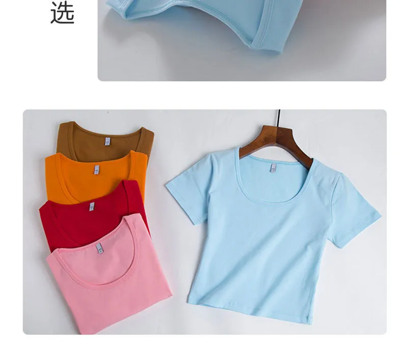 Women's Slim Fit Crop Top Short Sleeve T-Shirt - Round Neck Summer Navel Tee - Trendy Fitted Shirt for Women & Girls showcase 15