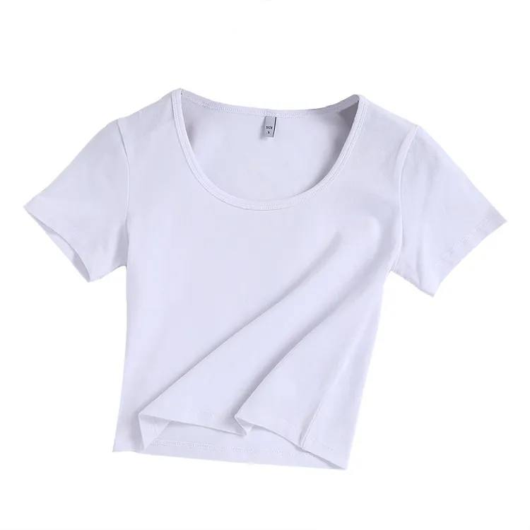 Women's Slim Fit Crop Top Short Sleeve T-Shirt - Round Neck Summer Navel Tee - Trendy Fitted Shirt for Women & Girls thumbnail 5