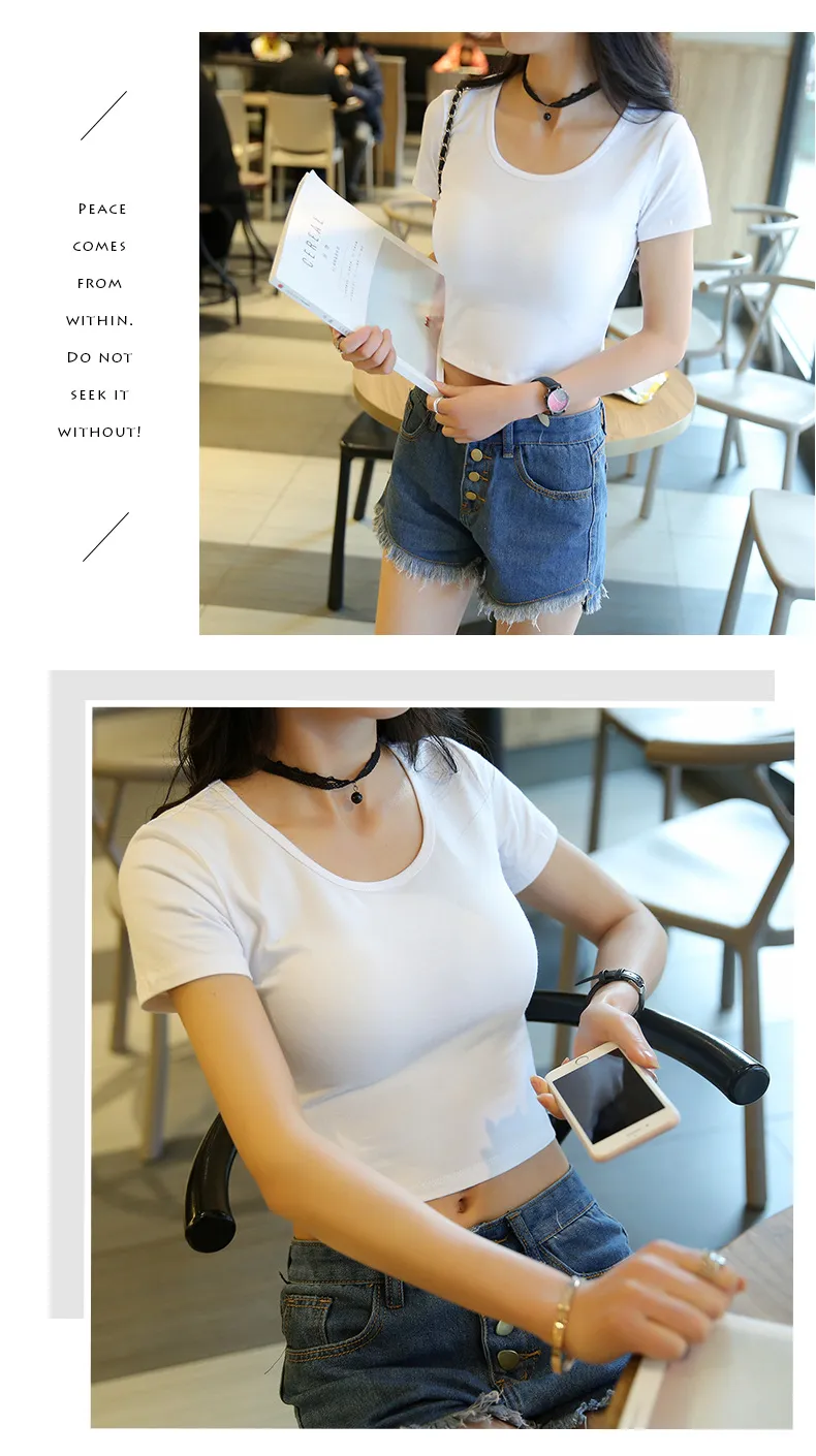 Women's Slim Fit Crop Top Short Sleeve T-Shirt - Round Neck Summer Navel Tee - Trendy Fitted Shirt for Women & Girls showcase 17