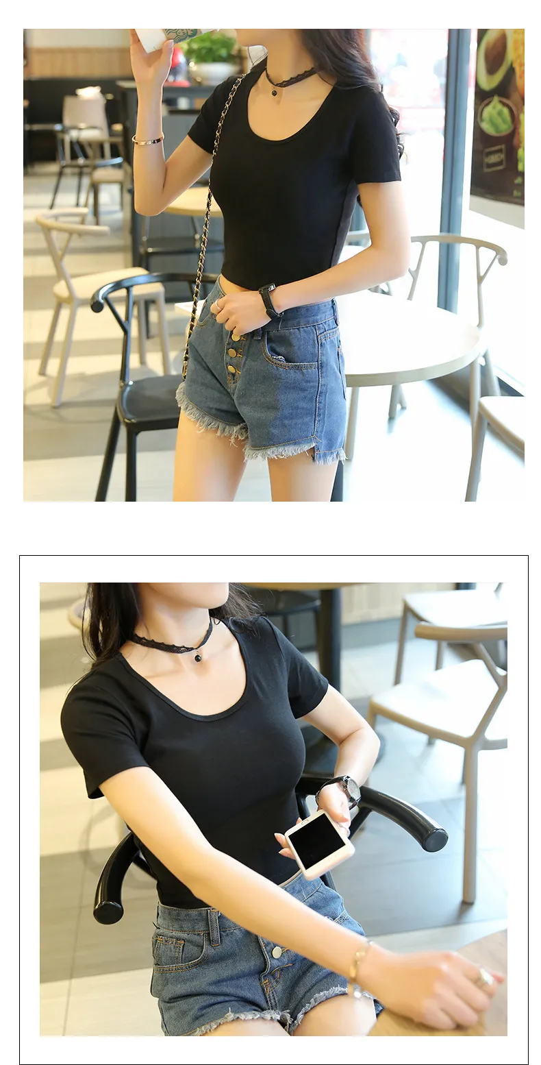Women's Slim Fit Crop Top Short Sleeve T-Shirt - Round Neck Summer Navel Tee - Trendy Fitted Shirt for Women & Girls showcase 20