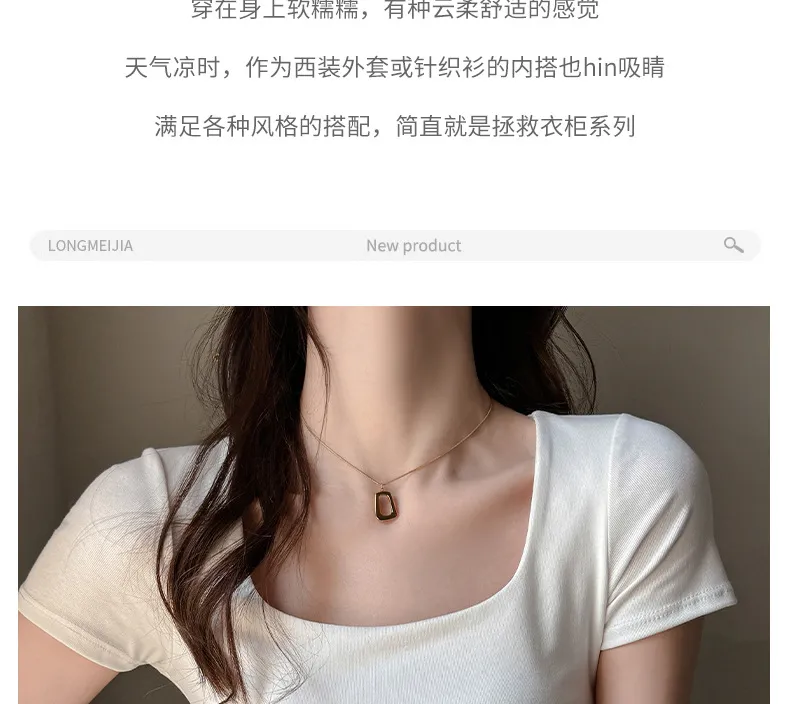 Women's Korean Style Pure Cotton T-Shirt - Square Collar Slim Fit Short Sleeve Top - Trendy Spice Girl Fashion Basic Tee showcase 6