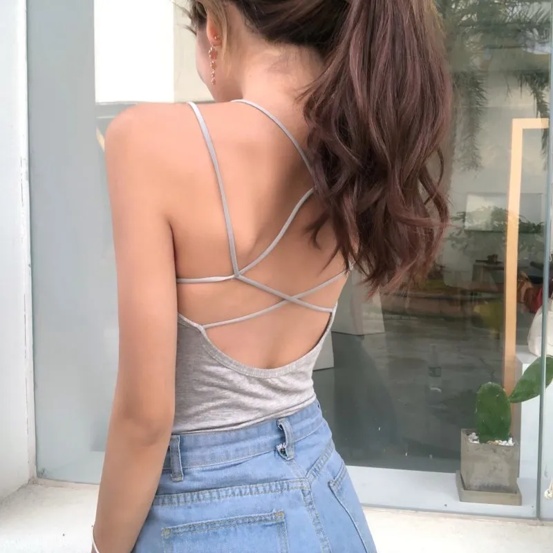 Women's Sexy Backless Crop Top Summer Camisole - Cross Straps, Short Navel, Trendy Fashion Shirt for Parties, Clubs, and Casual Wear thumbnail 6
