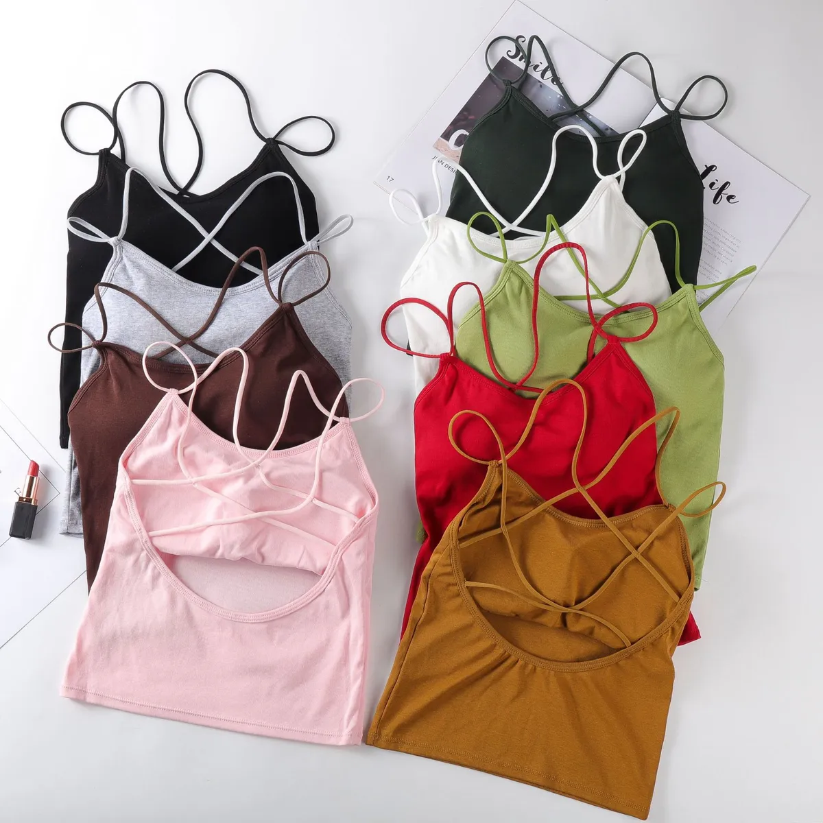 Women's Sexy Backless Crop Top Summer Camisole - Cross Straps, Short Navel, Trendy Fashion Shirt for Parties, Clubs, and Casual Wear showcase 5
