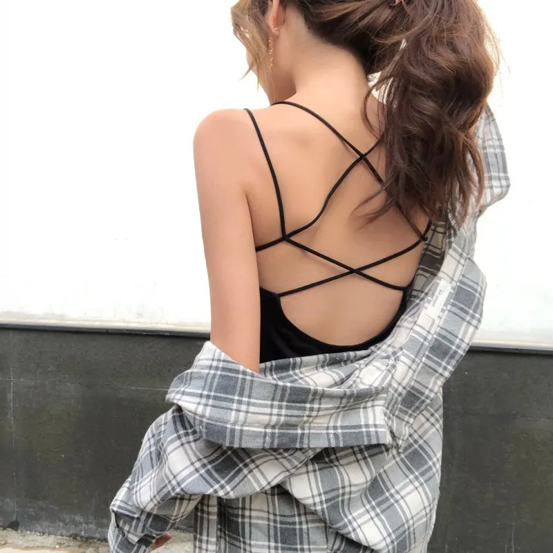 Women's Sexy Backless Crop Top Summer Camisole - Cross Straps, Short Navel, Trendy Fashion Shirt for Parties, Clubs, and Casual Wear showcase 15