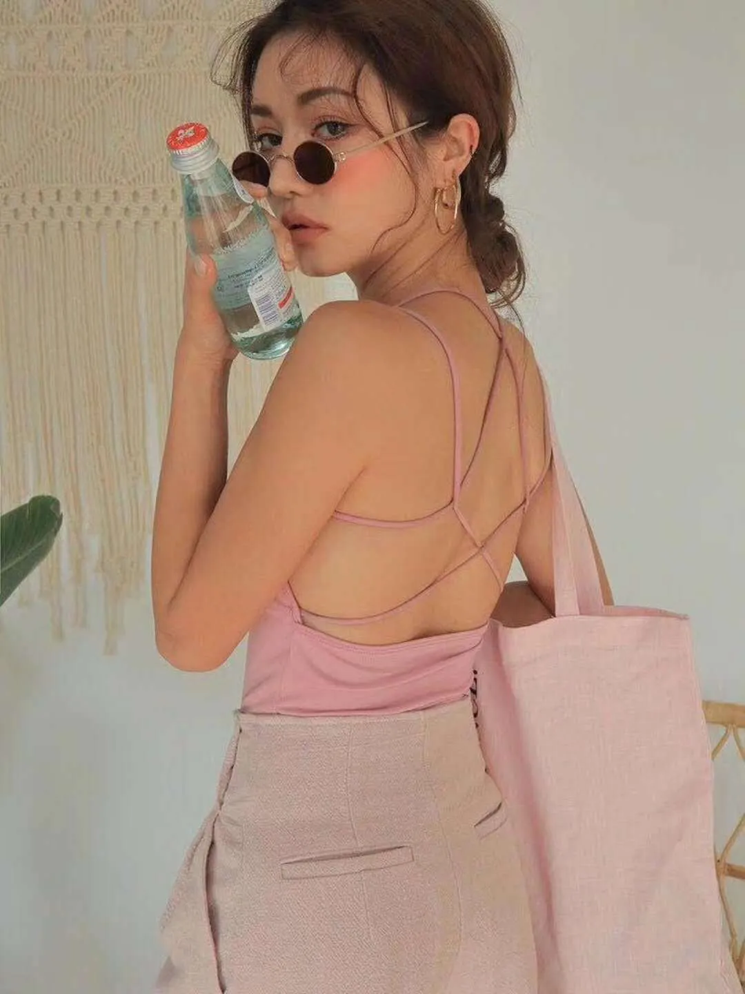 Women's Sexy Backless Crop Top Summer Camisole - Cross Straps, Short Navel, Trendy Fashion Shirt for Parties, Clubs, and Casual Wear showcase 1
