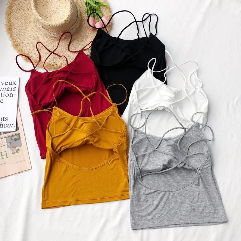 Women's Sexy Backless Crop Top Summer Camisole - Cross Straps, Short Navel, Trendy Fashion Shirt for Parties, Clubs, and Casual Wear showcase 9