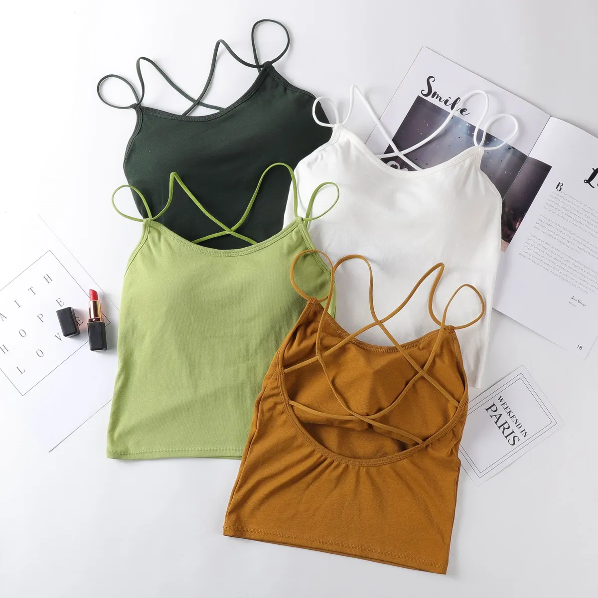 Women's Sexy Backless Crop Top Summer Camisole - Cross Straps, Short Navel, Trendy Fashion Shirt for Parties, Clubs, and Casual Wear showcase 3